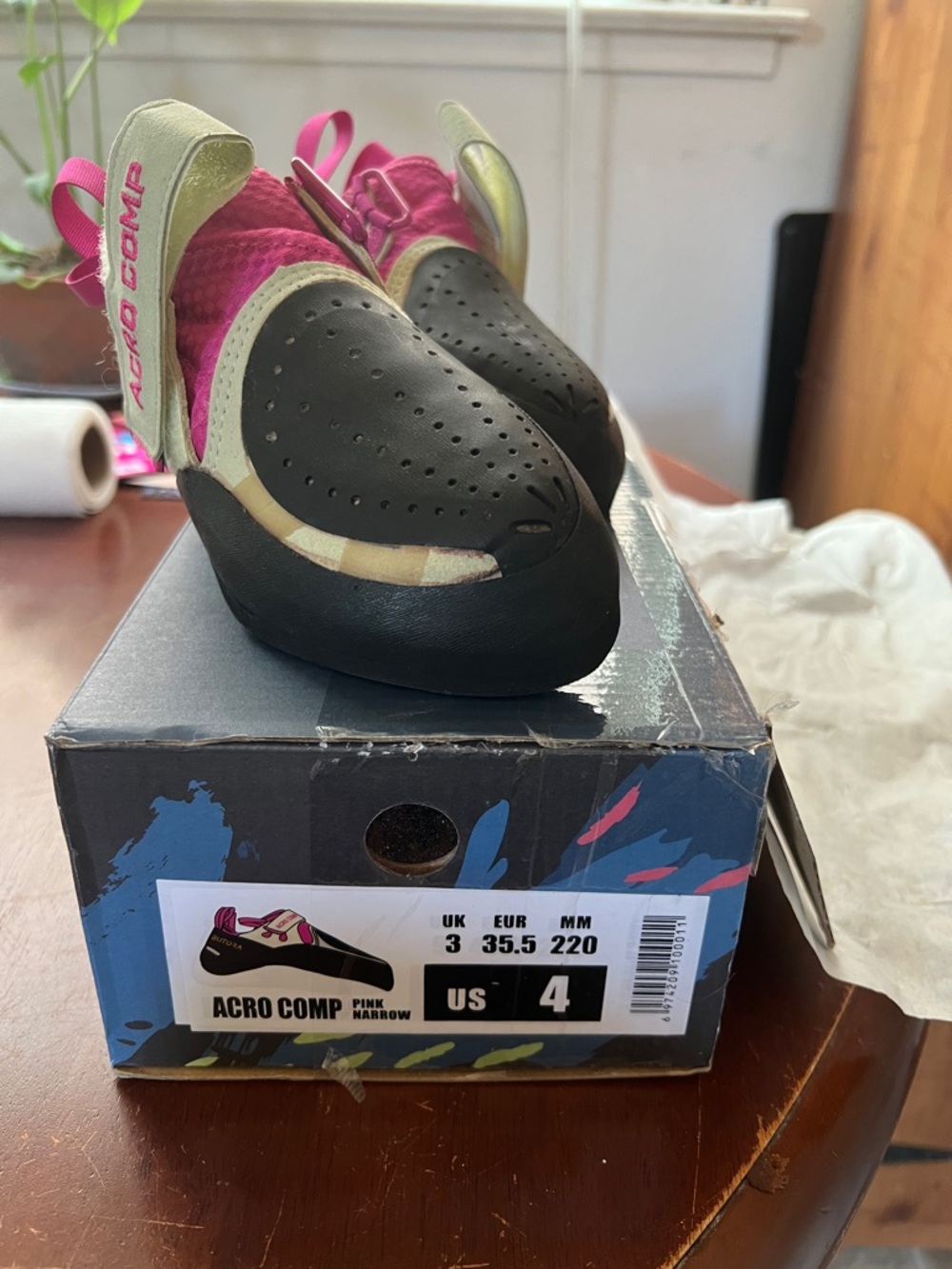 Women’s Pink and Black Athletic Climbing Shoes - Size US 4